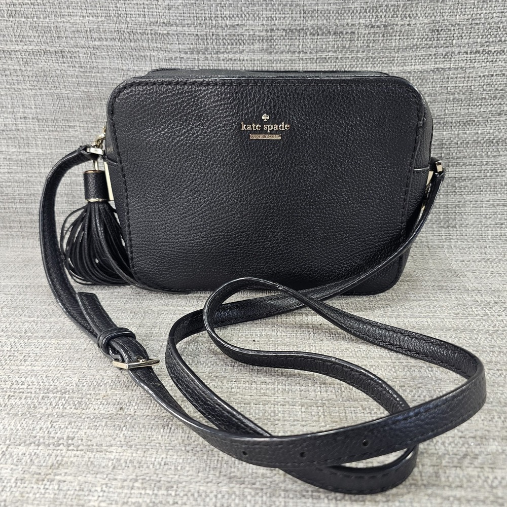 Kate Spade New York Harper Black Pebble Leather Crossbody Handbag